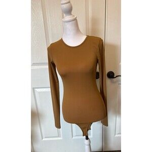Brown Long Sleeve Crewneck Bodysuit – Sleek Stretch Fit